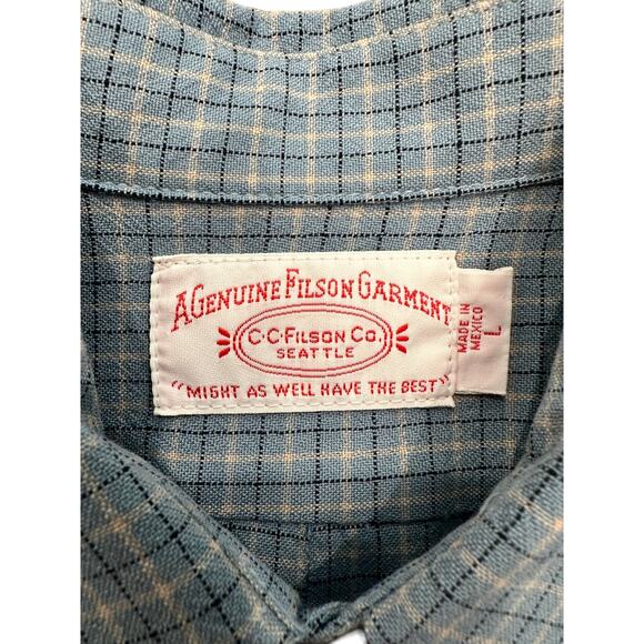 Filson Vintage 100% Virgin Wool Long Sleeve Button Up Plaid Shirt Men's Size L - Picture 10 of 10